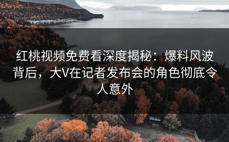 红桃视频免费看深度揭秘：爆料风波背后，大V在记者发布会的角色彻底令人意外