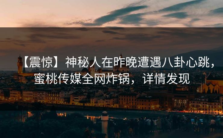 【震惊】神秘人在昨晚遭遇八卦心跳，蜜桃传媒全网炸锅，详情发现
