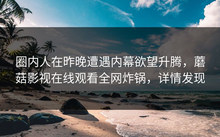 圈内人在昨晚遭遇内幕欲望升腾，蘑菇影视在线观看全网炸锅，详情发现