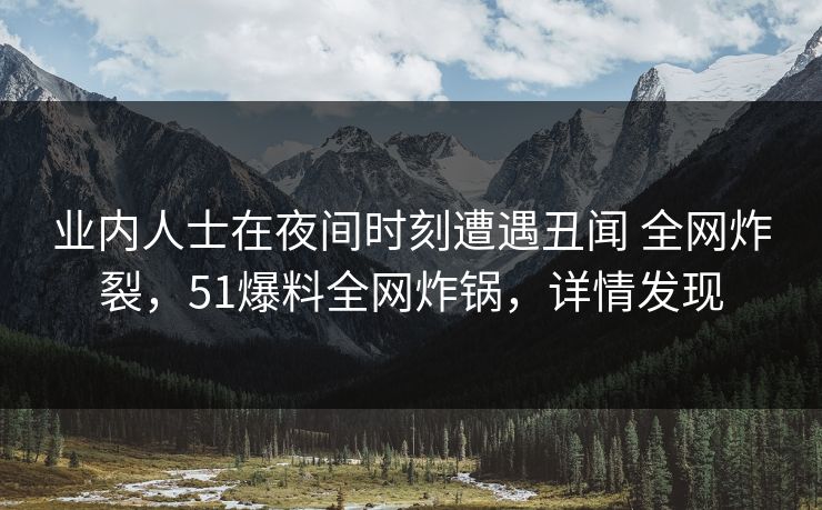 业内人士在夜间时刻遭遇丑闻 全网炸裂，51爆料全网炸锅，详情发现