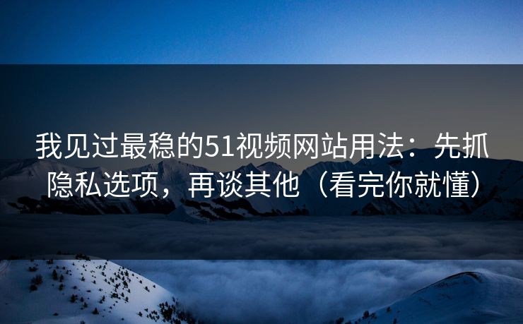 我见过最稳的51视频网站用法：先抓隐私选项，再谈其他（看完你就懂）