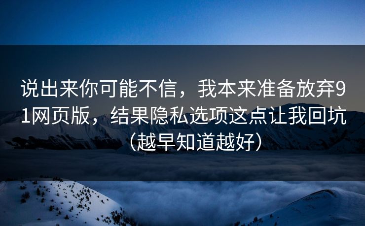说出来你可能不信，我本来准备放弃91网页版，结果隐私选项这点让我回坑（越早知道越好）
