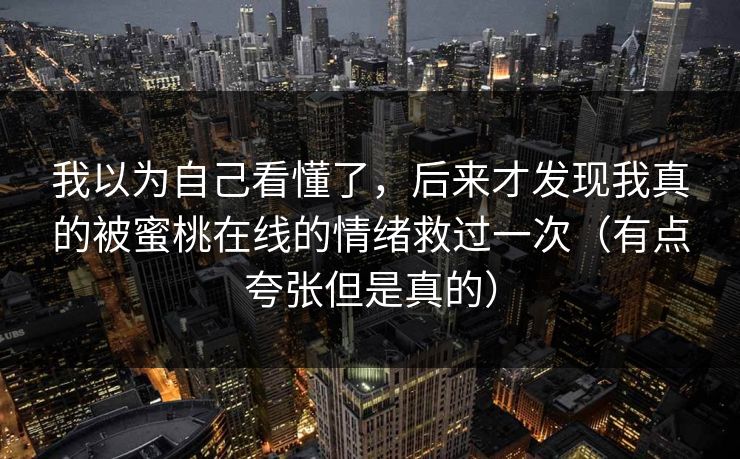 我以为自己看懂了，后来才发现我真的被蜜桃在线的情绪救过一次（有点夸张但是真的）